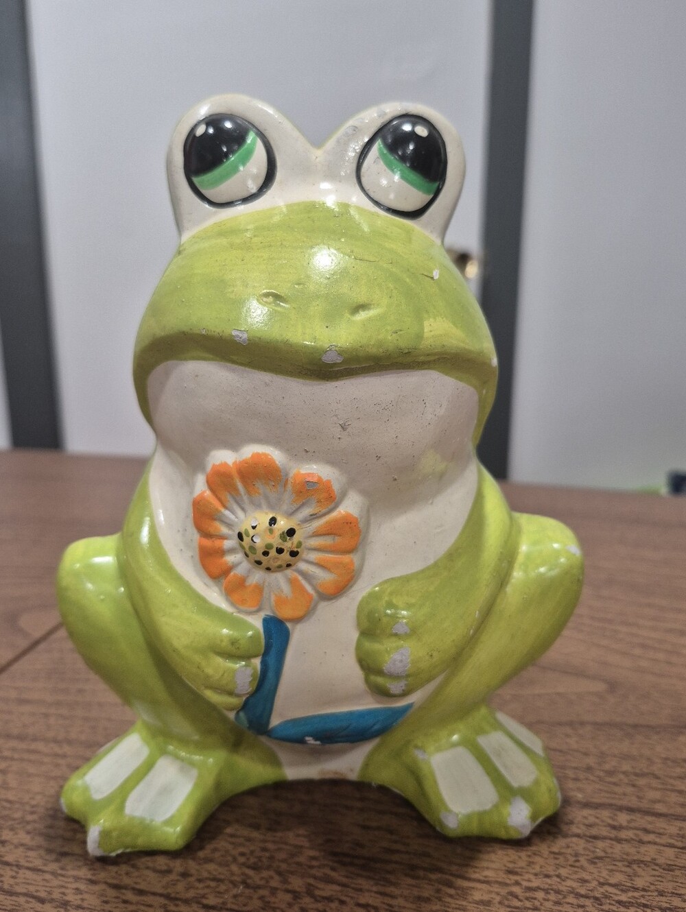 Vintage MCM Forsum Chalkware Frog Bank Made In Japan